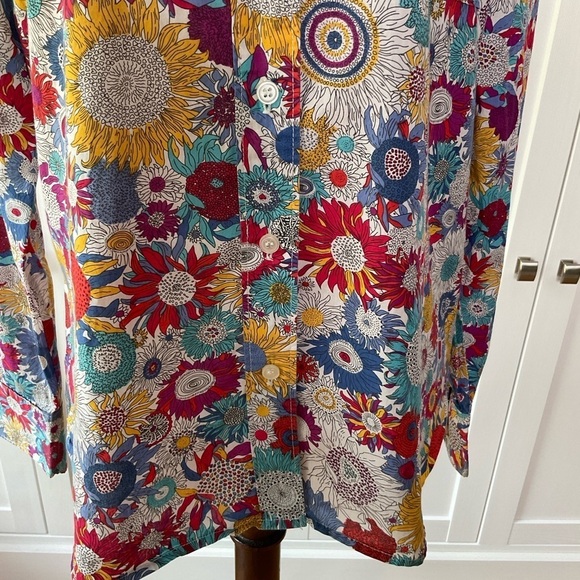 LIBERTY ART Fabrics of London Cotton Floral Print Shirt Button Front Size S/:P - Picture 4 of 15